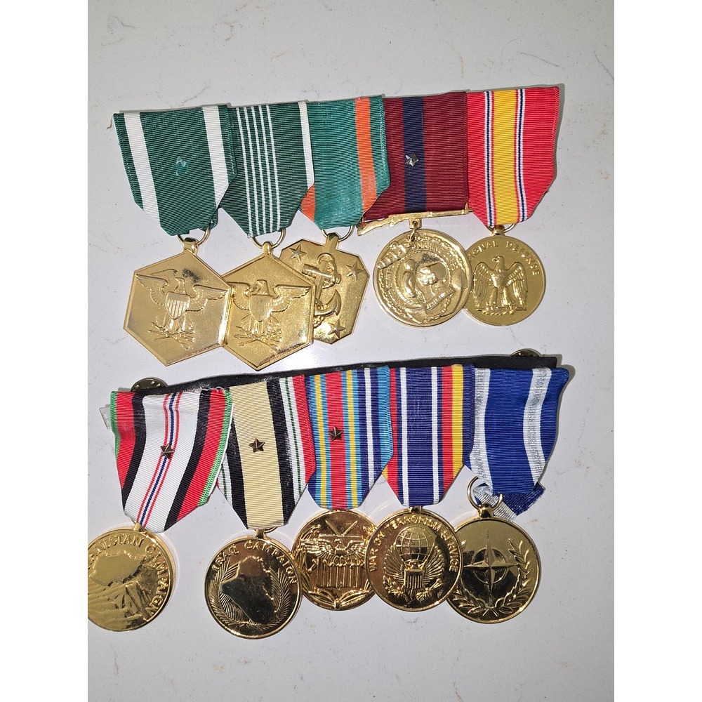 US Military Medal Ribbon Lot Afghanistan Iraq NATO GWOT National Defense EGAPins